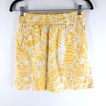 Ann Taylor Loft Mini Skirt Linen Blend Pockets Floral Yellow White XSP  - $9.74