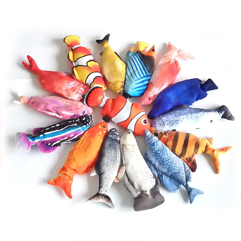 Plush Electric Simulation Swing Fish Toy Jumping Fish 30CM 3D Interactive - £11.06 GBP