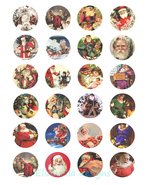 santa christmas art collage sheet clipart digital download 1.5&quot; circles ... - £2.36 GBP