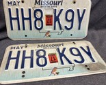 2017 Missouri license plates set of 2 - HH8 K9Y - May - Bluebird - $11.88