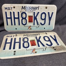 2017 Missouri license plates set of 2 - HH8 K9Y - May - Bluebird - £9.32 GBP