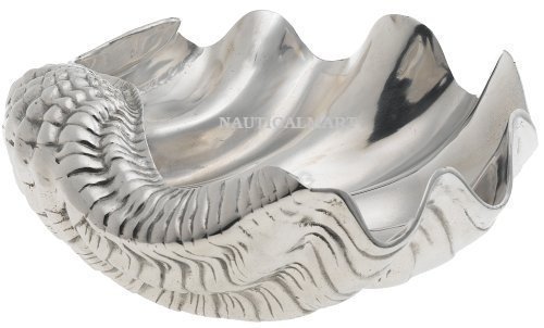 Chrome Clam Shell Sealife Dcor - TableTop Nautical Decoration