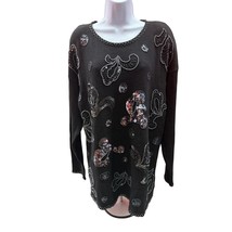 Diana Marco women 18/20 Sequined beaded black sweater ugly sweater - $14.01