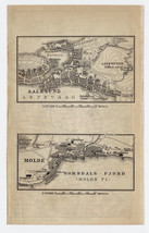 1903 Original Antique City Map Of Alesund Aalesund / Molde / Norway - £20.54 GBP