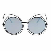 Womens Sunglasses Oversized Round Circle Cateye Double Frame Mirror Lens - £15.85 GBP