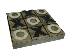Distressed Wood and Metal Tic Tac Toe Board Game - £36.64 GBP