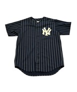 Vintage Y2k New York Yankees Majestic MLB Blue Pinstripe Jersey Men&#39;s Large - $64.99