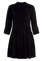 Laura Scott Botón Blusa Dress IN Black UK 10 Ee. Uu. 6 Eur 38 (fm1-9) - £40.24 GBP