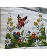 Finished Cross Stitch Butterfly &amp; Daisies Something Special Pillow Pictu... - $16.00