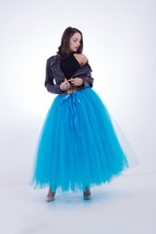 RAINBOW Maxi Tulle Skirt Women Plus Size Drawstring Waist Puffy Tutu Skirt image 7