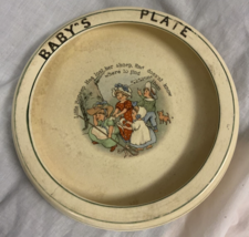 Vintage Roseville Pottery Juvenile Creamware Baby&#39;s Plate Bopeep Nursery - £9.35 GBP