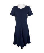 J.Crew Navy Blue Short Sleeve Ribbed Fit &amp; Flare Dress Womens Size 6 - $454.61 MXN