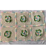 BABY 3 D Rose Flowers Crochet Afghan Throw CRIB Blanket Quilt Granny Sq ... - £12.43 GBP