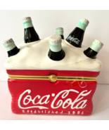 Houston Harvest Ceramic Coca Cola Ice Chest Cooler Trinket Box Hinged 6&quot;x5&quot; - £10.86 GBP