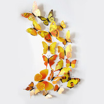 12PCS 3D YELLOW Butterfly Wall Stickers Art Decal DIY Decor Removable Stickers - £9.60 GBP