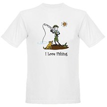 I Love Fishing Men&#39;s Cotton White T-Shirt Large (X-Large) - £19.95 GBP