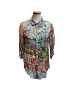 Johnny Was Patchwork Button Up Rayon Women&#39;s Top Blouse Milla C687258-2 ... - £54.98 GBP