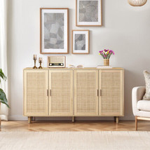 62&quot; Rattan 4-Door Storage Cabinet - Elegant &amp; Functional for Any Room - $302.22