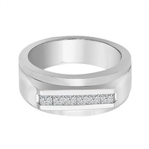 0.75CT Princess Cut Moissanite White Gold Plated Anniversary Wedding Band Ring - £142.94 GBP