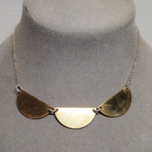 Artisan Mixed Metal STERLING 925 SILVER  Brass Geometric Artist Signed Necklace - £28.56 GBP