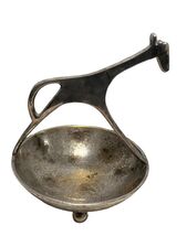 MCM Handled Metal Silver Tone Trinket Candy Footed Dish Giraffe Handle - $25.25