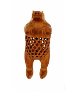 WORLD FAMOUS WOODEN BEAR GIFT ART STATUE SCULPTURE CARVED RARE WOODEN BEAR - $29.16