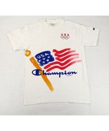Champion USA Olympics Short Sleeve White T Shirt Vintage Single Stitch M... - £23.83 GBP