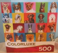 500 Pc Jigsaw Puzzle COLORLUXE  -COLORFUL 20 HAPPY DOGS PUPPIES - $18.00