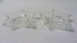 Vintage Crystal Glass 5 Point Star Taper Candle Holders Pair - £7.58 GBP