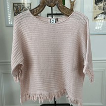 Anthropologie Akemi Kin Blush Pink Fringe Sweater XS - $482.11 MXN