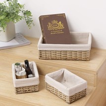 Handmade Storage Basket Wicker Baskets for Organizing Shelf Baskets (Set of 3,Be - £43.16 GBP