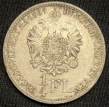 1859 V Silver Austria 1/4 Florin Franz Joseph Coin KM#2214 Venice Mint - $28.71