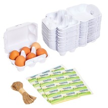 20 Pack Half Dozen Paper Egg Cartons For Chicken Eggs With Labels, Jute ... - £30.75 GBP