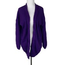 Traleubie Purple Knit Cardigan Sweater Boho Chunky Size M - €12,90 EUR