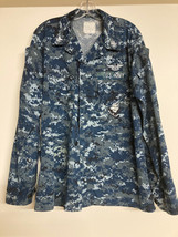 US Navy Blue Uniform Shirt Size Medium Long 8405-01-540-2426 Camouflage USN Used - £14.58 GBP