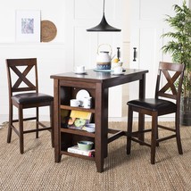 Safavieh Home Collection Everest 3 Piece Pub Set Mahogany and Black - £474.33 GBP