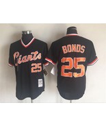 SF Giants #25 Barry Bonds Jersey Old Style Uniform Black - £35.66 GBP