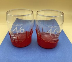 Maker&#39;s Mark 46 Bourbon Taper Red Wax Dipped Rocks Glasses Set of 2 #1 - £19.49 GBP