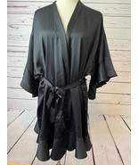 Victorias Secret Black Satin Robe Shine Medium Large M / L Black Bridal ... - $542.71 MXN