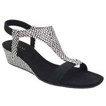 Alfani Women Slingback Wedge Sandals Vacanzaa Size US 8.5M Black White Snake - £26.27 GBP