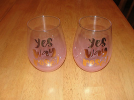 &quot;Yes Way Rose!&quot; Large 20 oz Pink Stemless Novelty Wine Glasses Gold Print - £9.48 GBP