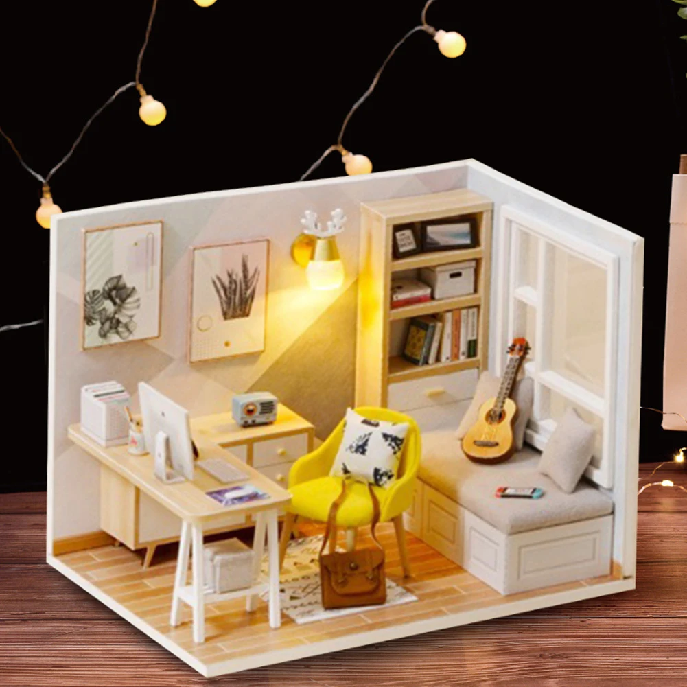 DIY Hut Study Room Toys Kit Princess Doll House Handmade Model Furniture 3D - £7.21 GBP+