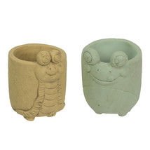 Set of 2 Snail &amp; Frog Resin Planters Indoor Outdoor Cute Succulent Flower Pots - £20.82 GBP