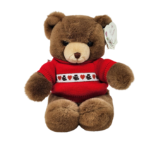 13&quot; Vintage 1985 Gund Tender Teddy Bear W Sweater Stuffed Animal Plush Toy Tag - £58.67 GBP