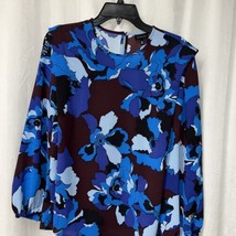 Who What Wear Women&#39;s Blouse Blue &amp; Maroon Floral Print Size Med - £13.45 GBP