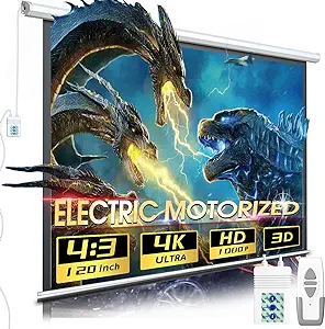 Motorized Projector Screen Pull Down With Remote Control 120 Inch Electr... - $333.99