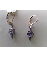 TANZANITE MARQUISE, PEAR &amp; ROUND DANGLE EARRINGS, PLATINUM / SILVER, 1.2... - $178.37 CAD