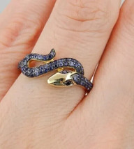 1.50Ct Round Simulated Sapphire Serpent Engagement Ring 14K Yellow Gold Plated - £52.92 GBP