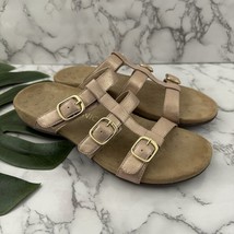 Vionic Womens Misa Sandals Size 10 Rose Pink Strap Gold Buckle Comfort Flat - $35.63