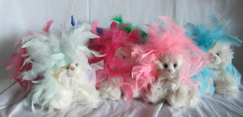 Russ Berrie Cat Kitten White WHISPER Stuffed Animal Retired Boa Hat &amp; Sc... - £12.98 GBP+